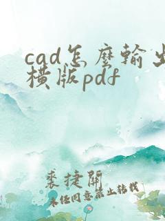 cad怎么输出横版pdf