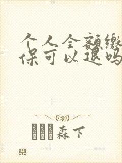 个人全额缴纳社保可以退吗