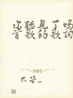 你听见了吗是哪首歌的歌词