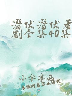 潜伏潜伏者电视剧全集40集免费观看