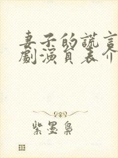 妻子的谎言电视剧演员表介绍