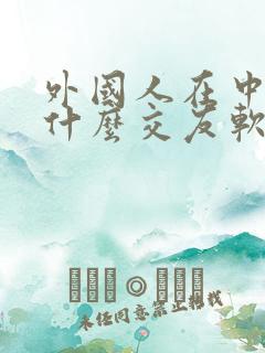 外国人在中国用什么交友软件