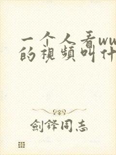 一个人看wwe的视频叫什么