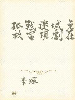 孤战迷城免费播放电视剧在线播放