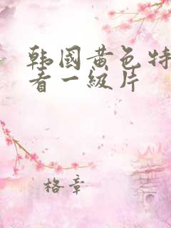 韩国黄色特别好看一级片