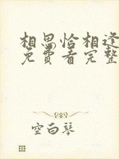 相思恰相逢短剧免费看完整版