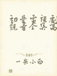 初爱电视剧免费观看全集高清