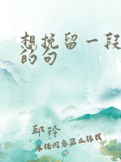 想挽留一段感情的句