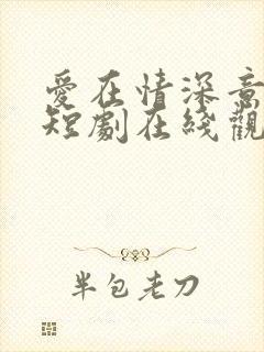 爱在情深意晚时短剧在线观看免费高清