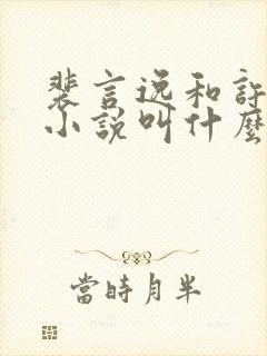 裴言逸和许南蓁小说叫什么名字