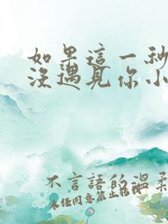 如果这一秒,我没遇见你小说阅读