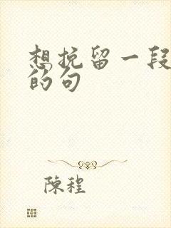 想挽留一段感情的句