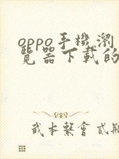 oppo手机浏览器下载的文件在哪个文件夹