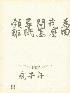 领导问我为什么离职怎么回答