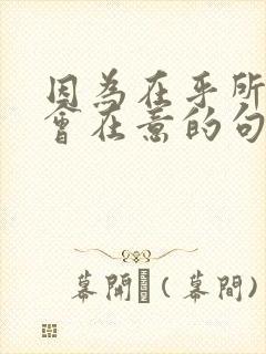 因为在乎所以才会在意的句子