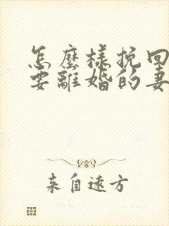 怎么样挽回死心要离婚的妻子