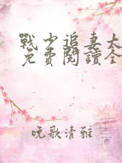 战少追妻太辛苦免费阅读全文