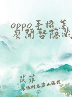 oppo手机怎么开启隐藏空间