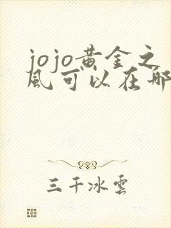 jojo黄金之风可以在哪里看