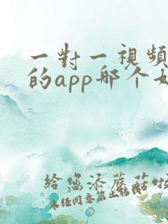 一对一视频聊天的app哪个好
