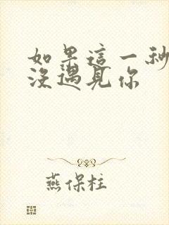 如果这一秒 我没遇见你