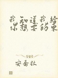 我知道我给不了你想要的东西歌词