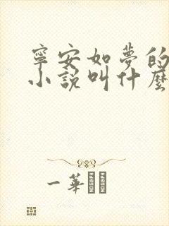 宁安如梦的原著小说叫什么