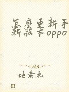 怎么更新手机最新版本oppo