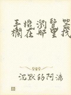 手机浏览器地址栏在哪里找到