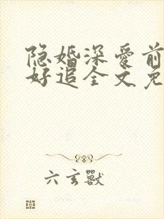 隐婚深爱前妻不好追全文免费阅读