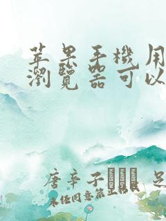 苹果手机用什么浏览器可以打开禁网