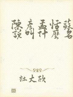 陈彦孟恬苏晚小说叫什么名字