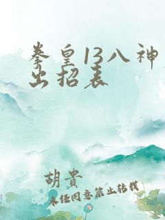 拳皇13八神庵出招表