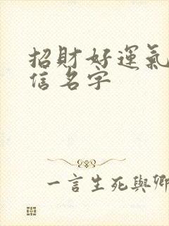 招财好运气的微信名字