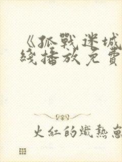 《孤战迷城》在线播放免费版