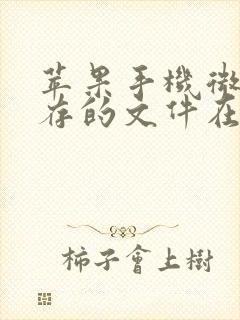 苹果手机微信储存的文件在哪里