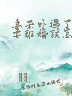 妻子外遇了老公要离婚该怎么挽回