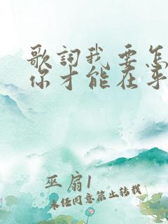 歌词我要怎么说你才能在乎我