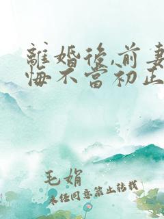 离婚后,前妻她悔不当初正版