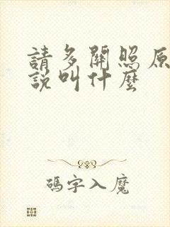 请多关照原著小说叫什么