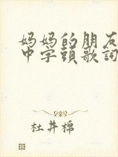 妈妈的朋友2 中字头歌词