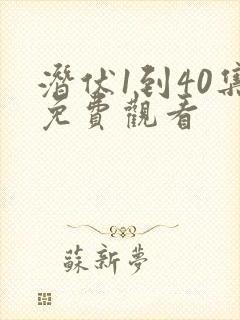 潜伏1到40集免费观看