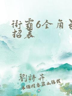 街霸6全角色出招表