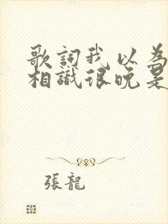 歌词我以为我们相识很晚是什么歌