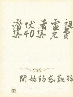 潜伏者电视剧全集40集免费观看潜伏