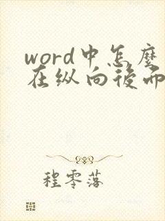 word中怎么在纵向后面改成横向