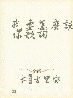 我要怎么说我爱你歌词