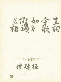 《假如今生不再相遇》歌词