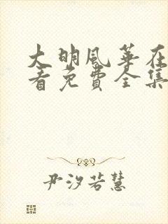 大明风华在线观看免费全集