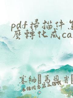 pdf扫描件怎么转化成cad